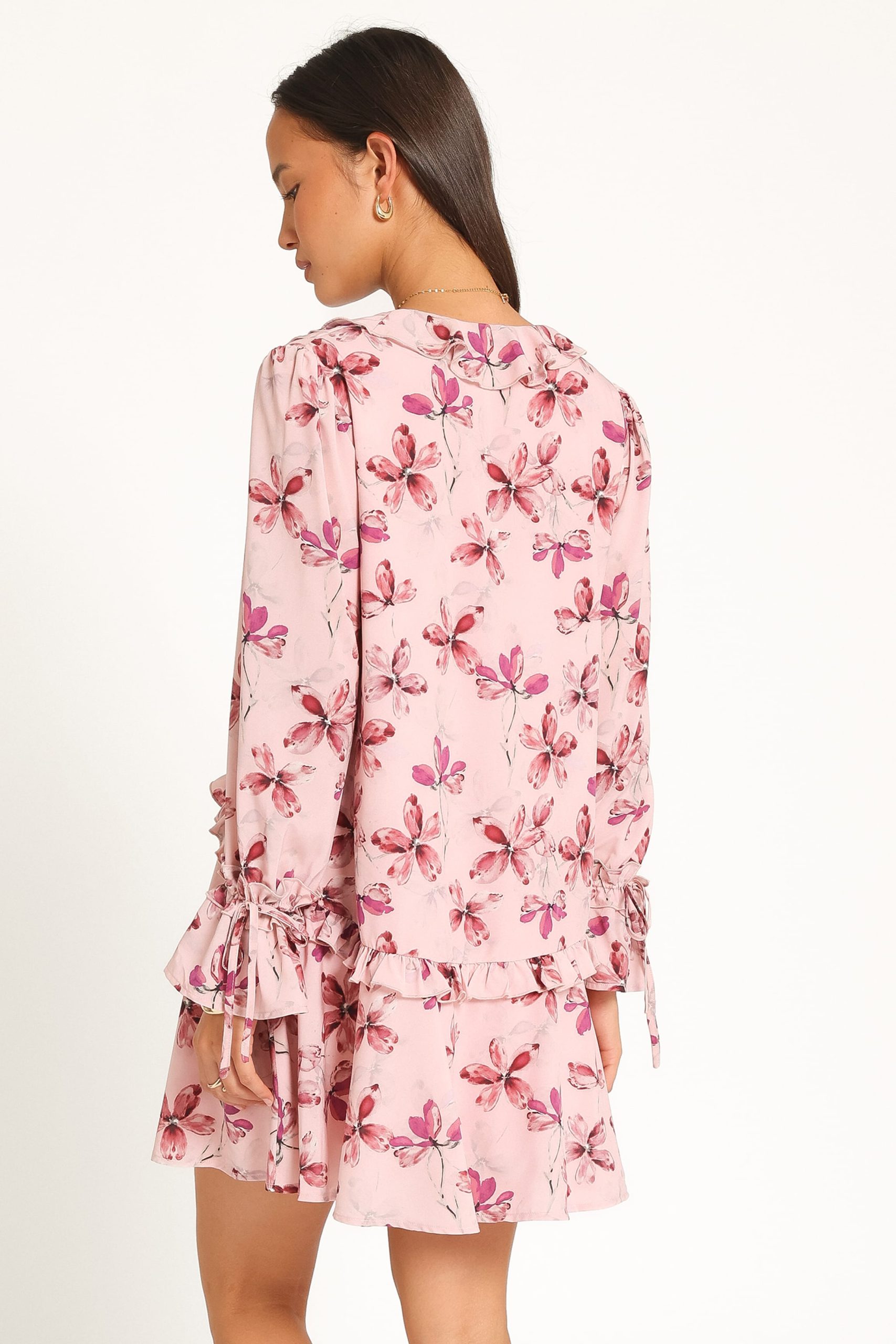 Tarly Frill Mini Dress - Pink Floral - Image 5