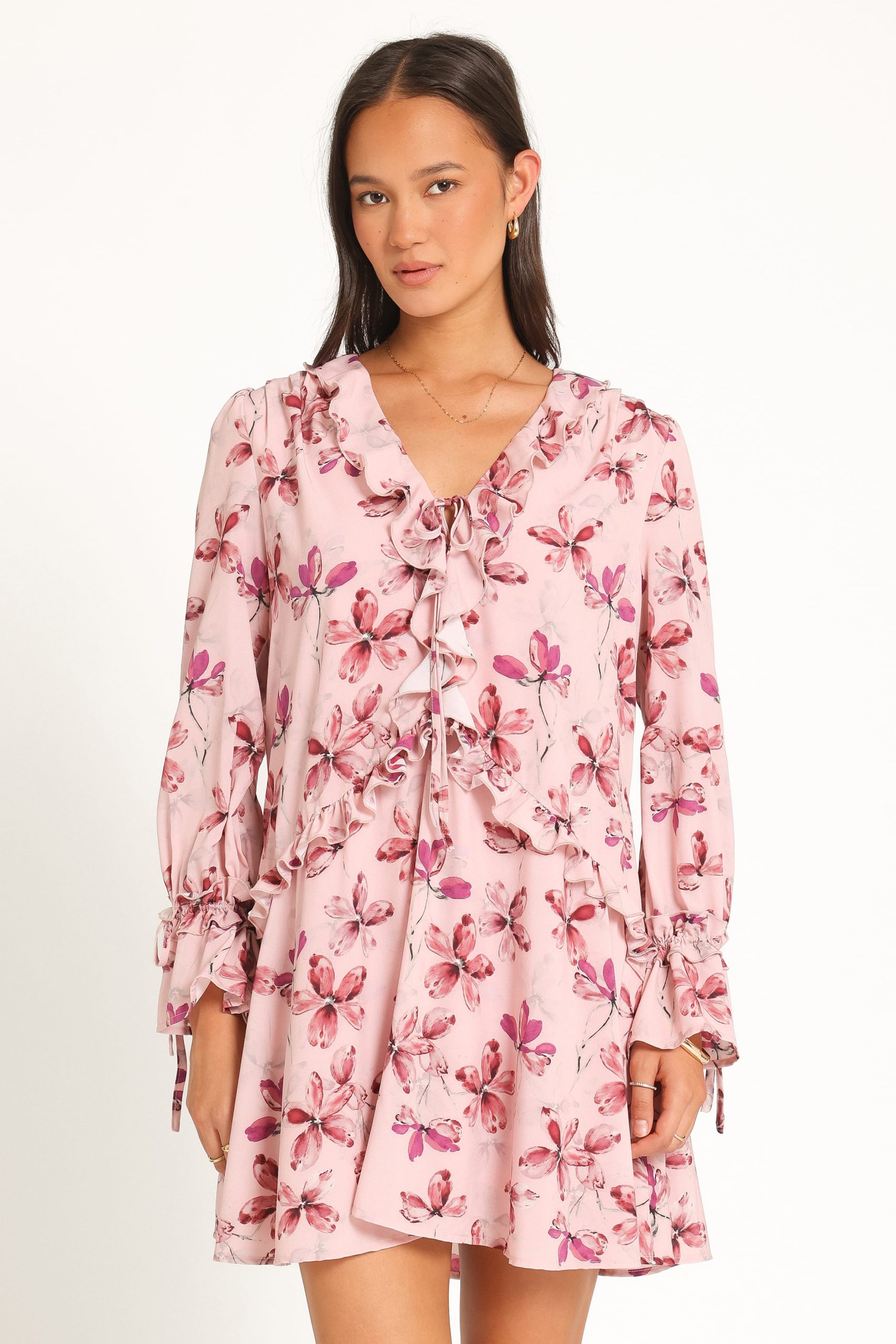 Tarly Frill Mini Dress - Pink Floral - Image 2