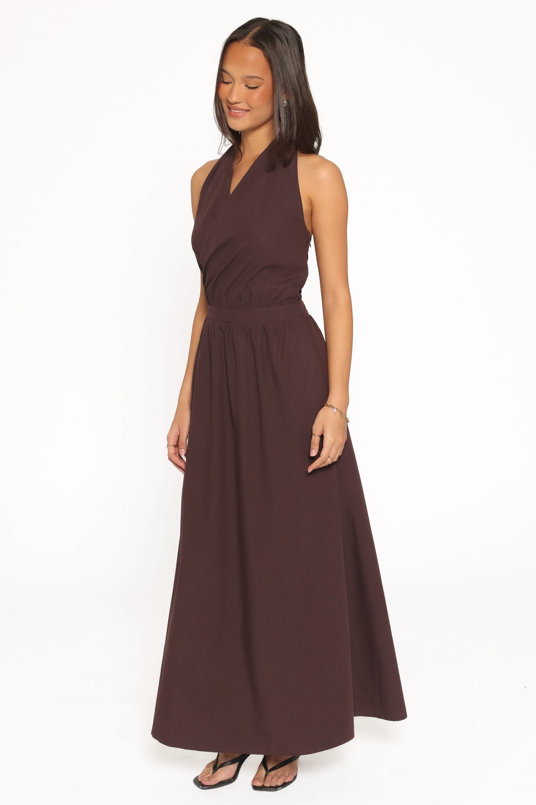 Tasmin Halterneck Maxi Dress - Espresso - Image 4