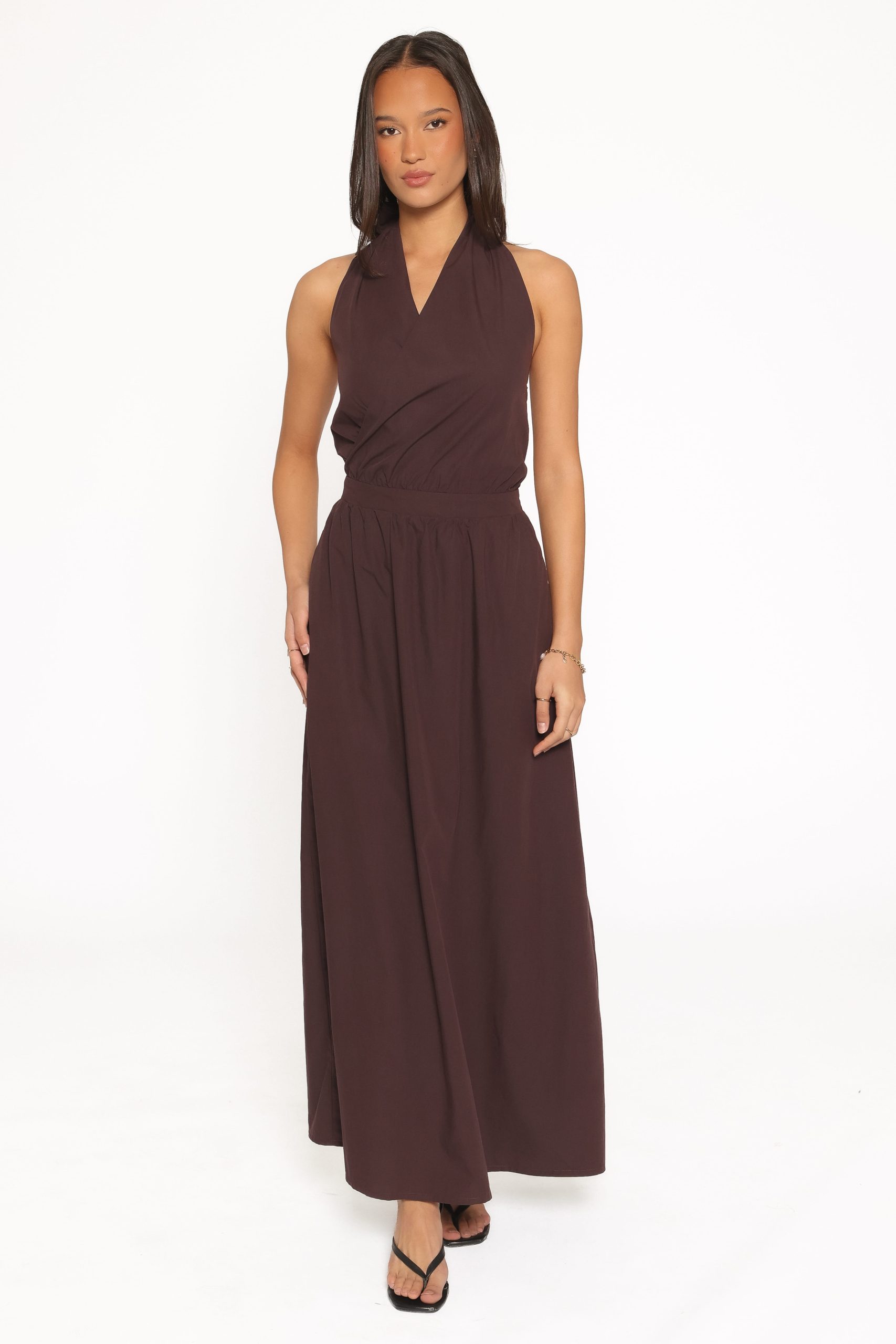 Tasmin Halterneck Maxi Dress - Espresso - Image 2