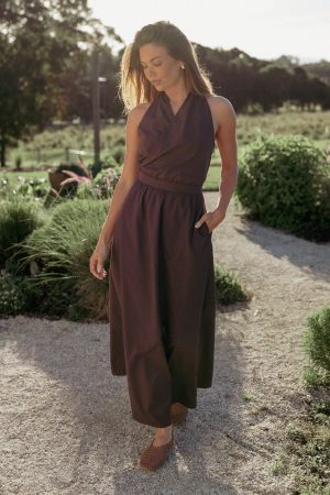 Tasmin Halterneck Maxi Dress - Espresso
