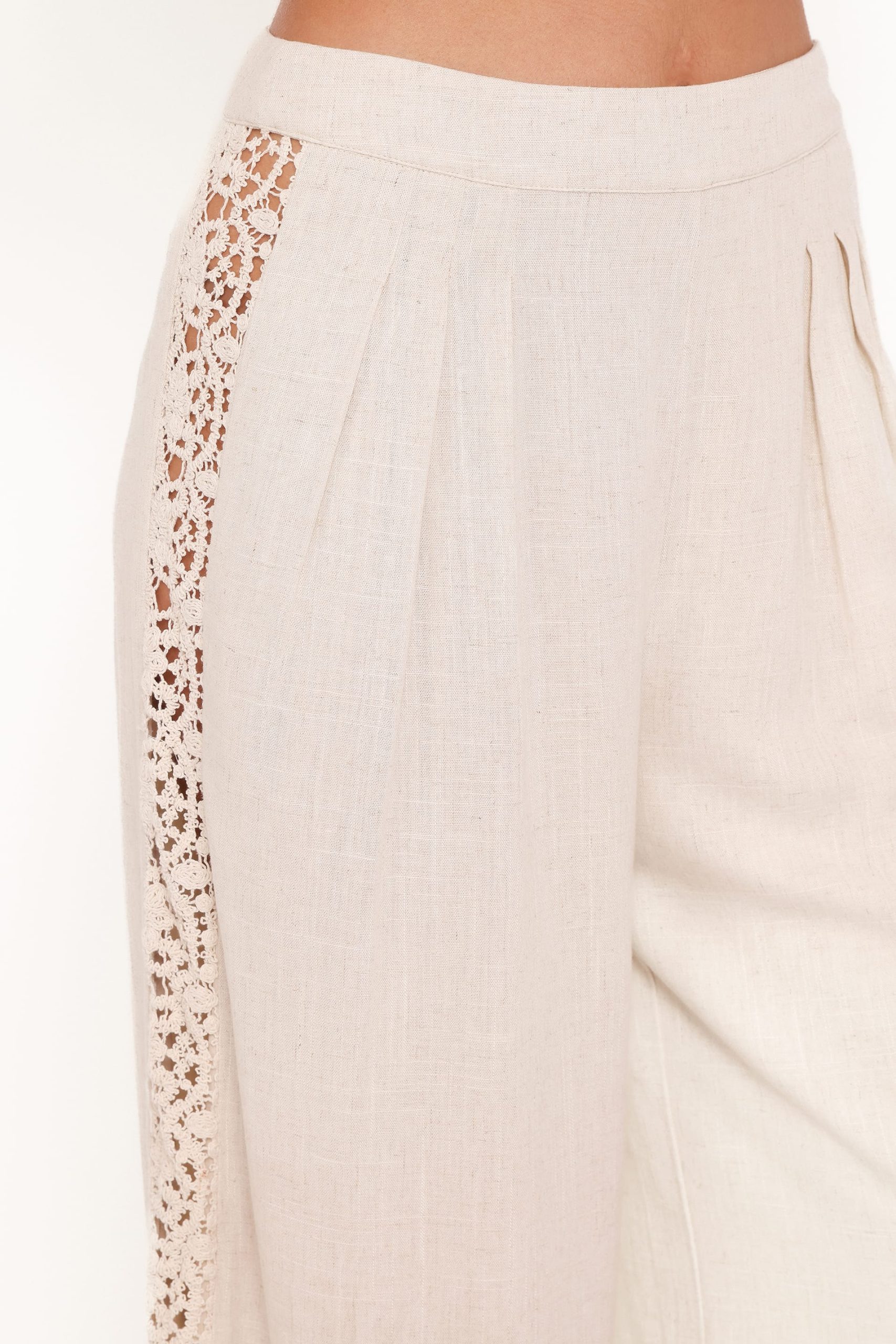 Arles Wide Leg Pants - Beige Lace - Image 4