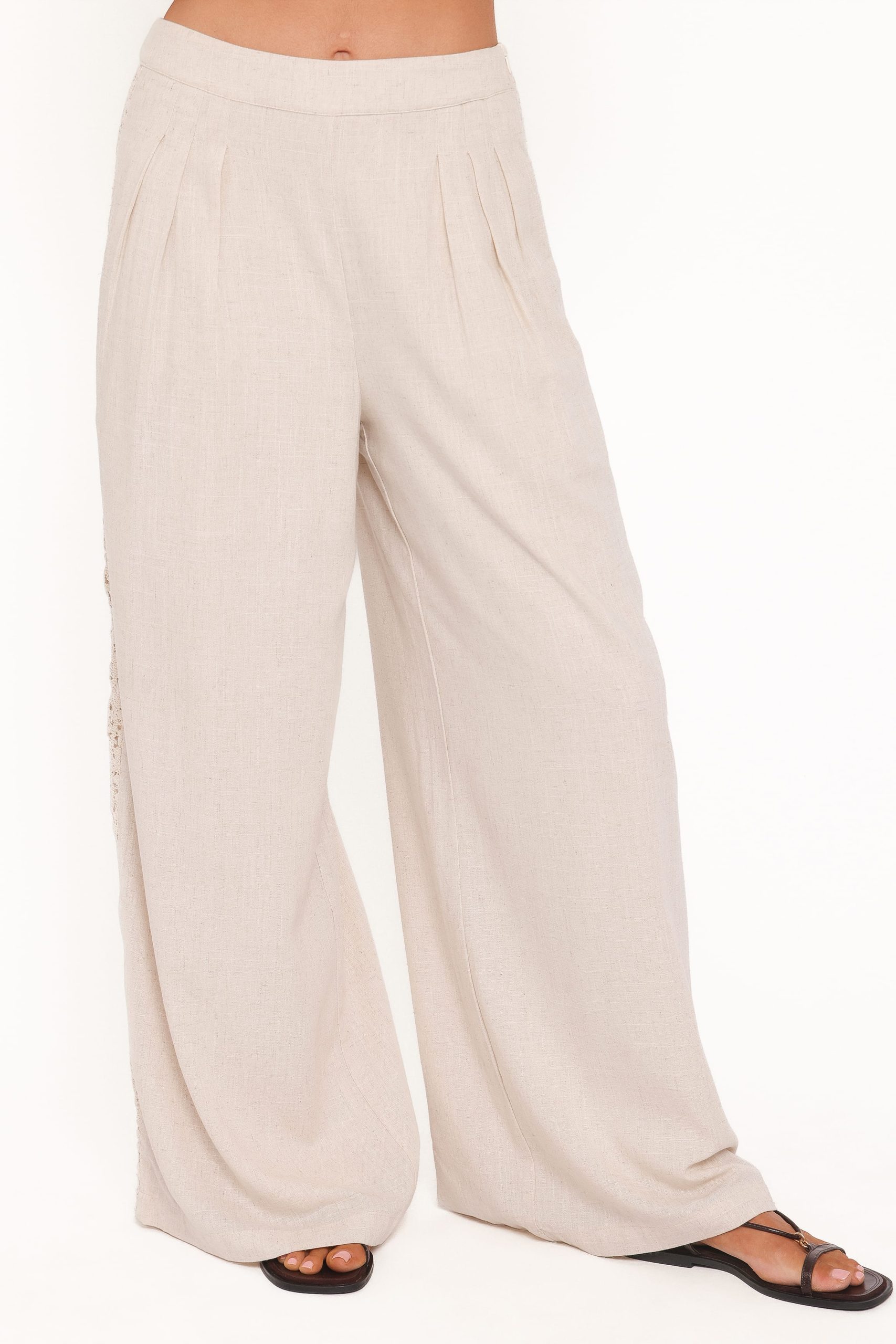 Arles Wide Leg Pants - Beige Lace - Image 2