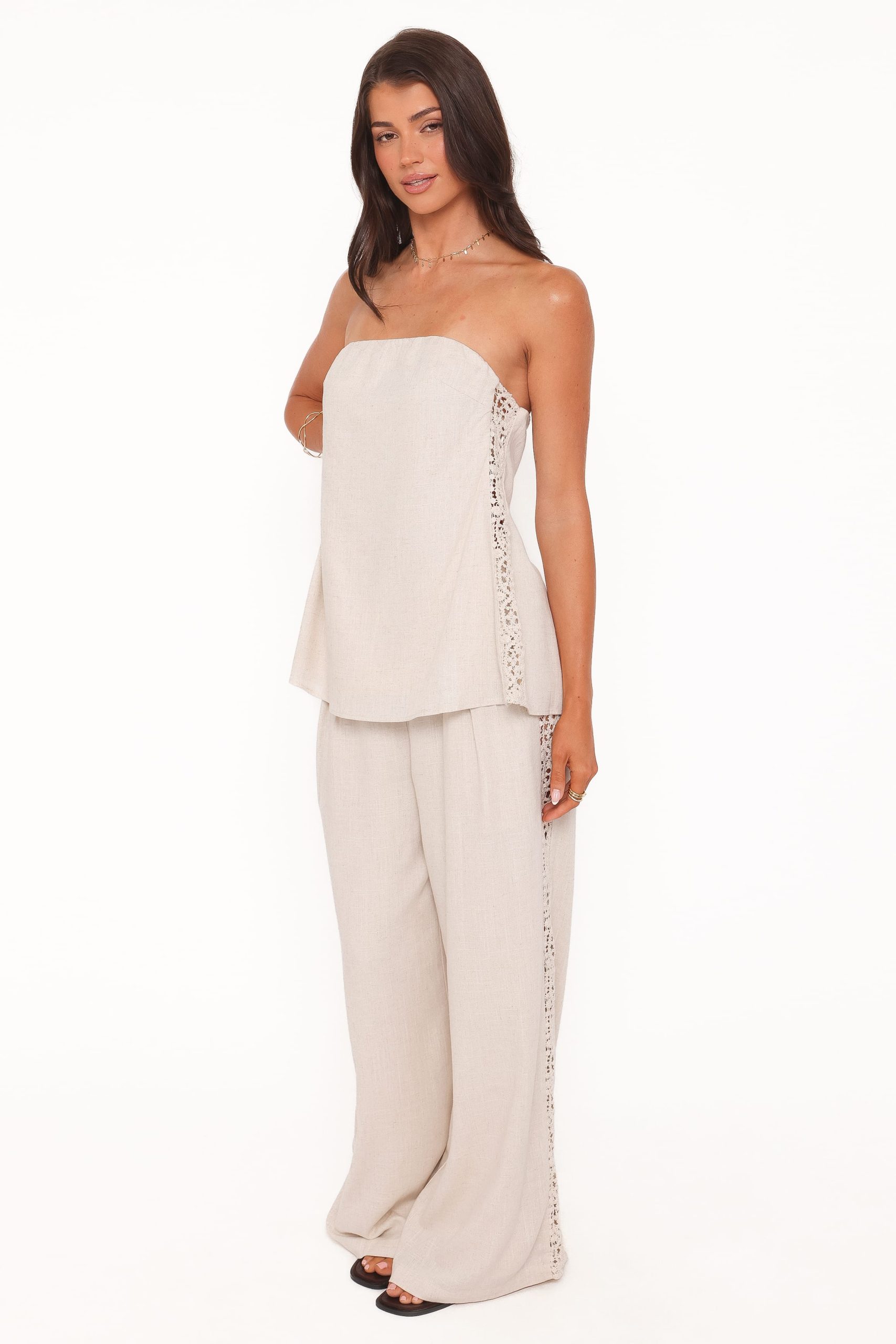 Arles Wide Leg Pants - Beige Lace - Image 5