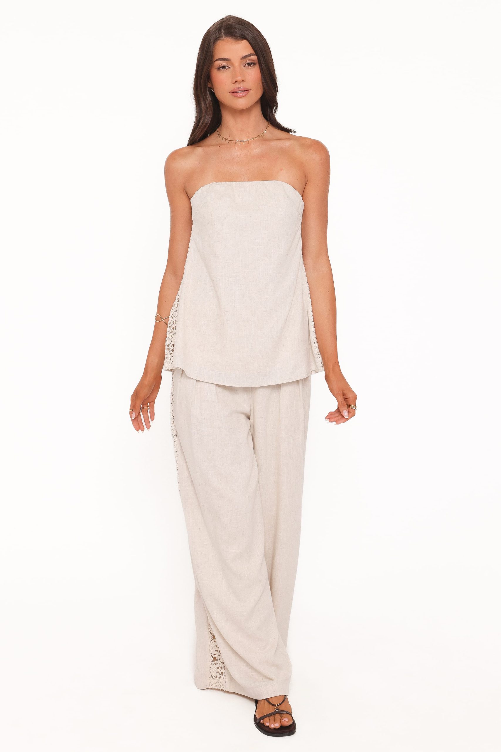 Arles Wide Leg Pants - Beige Lace - Image 7