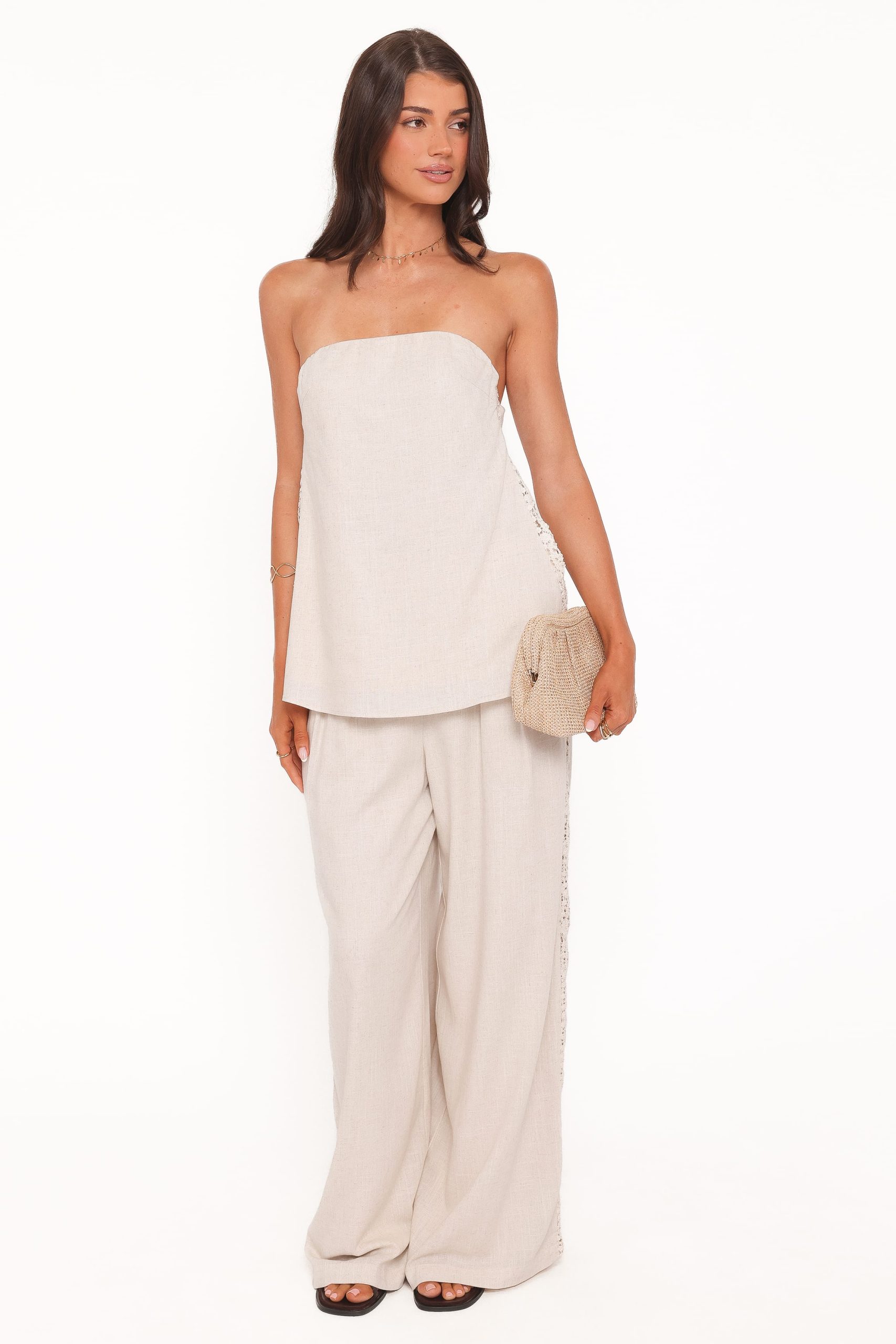 Arles Wide Leg Pants - Beige Lace - Image 3