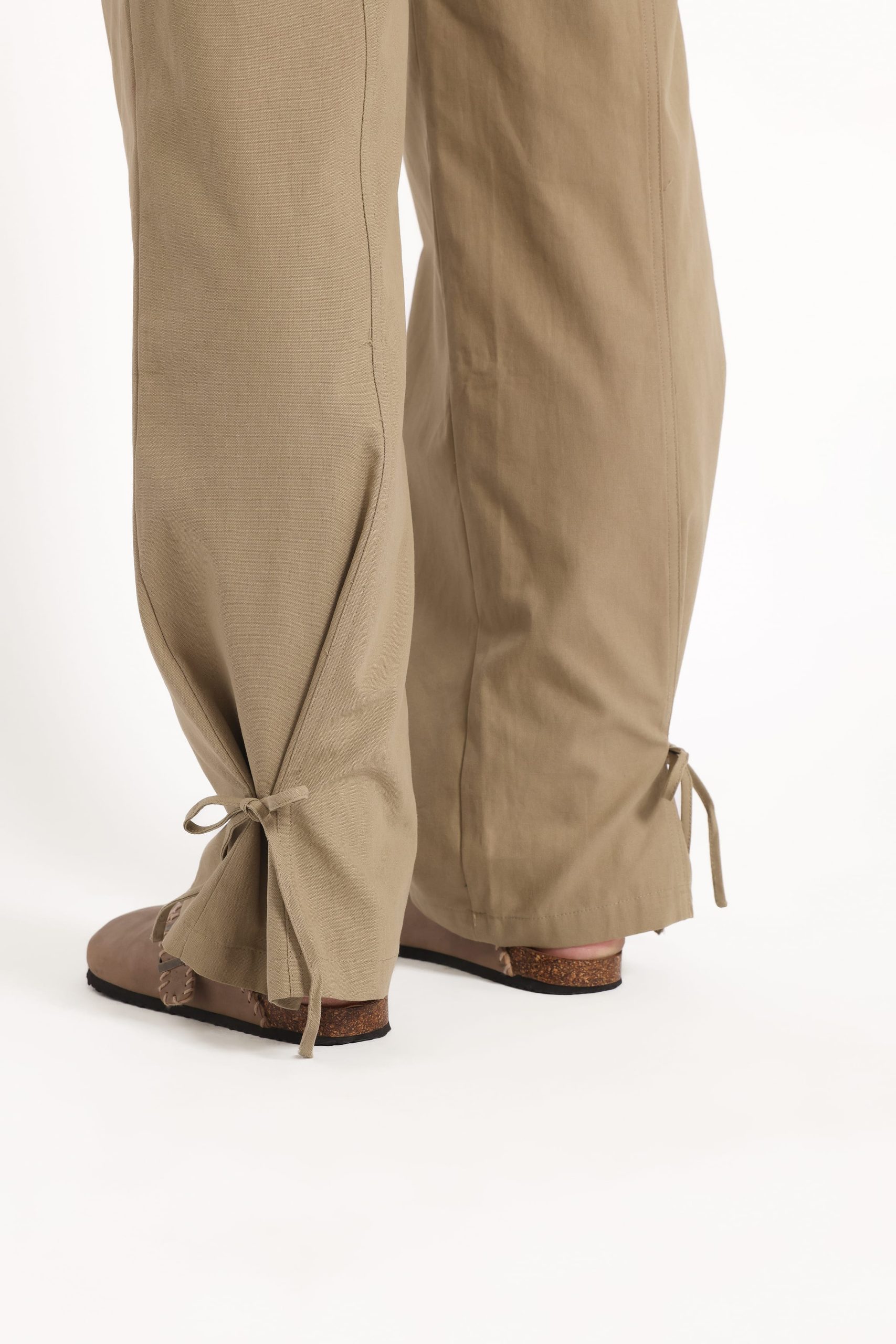 Asher Tie Detail Tapered Leg Pants - Olive - Image 6