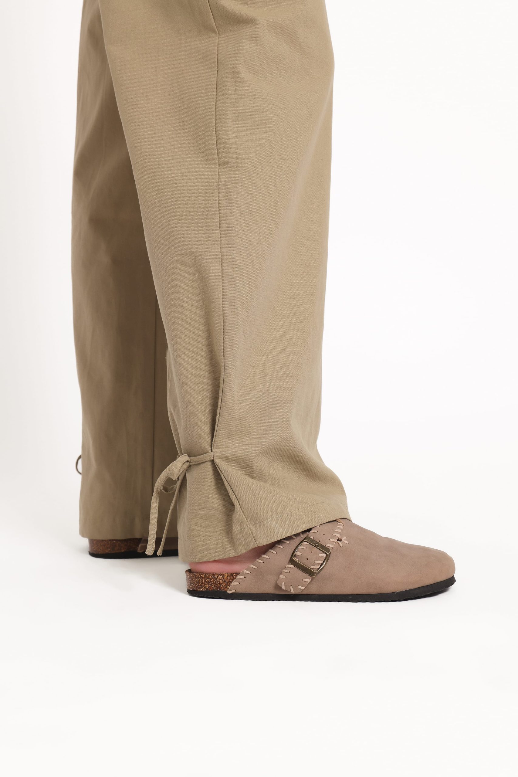Asher Tie Detail Tapered Leg Pants - Olive - Image 2