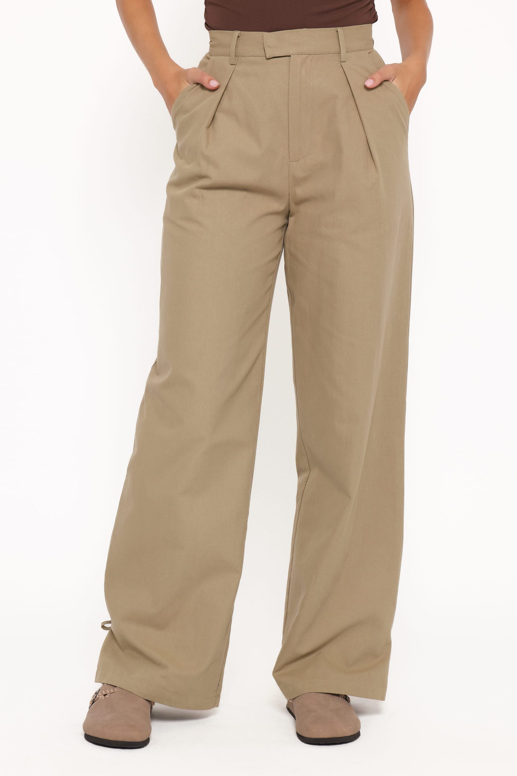 Asher Tie Detail Tapered Leg Pants - Olive - Image 5