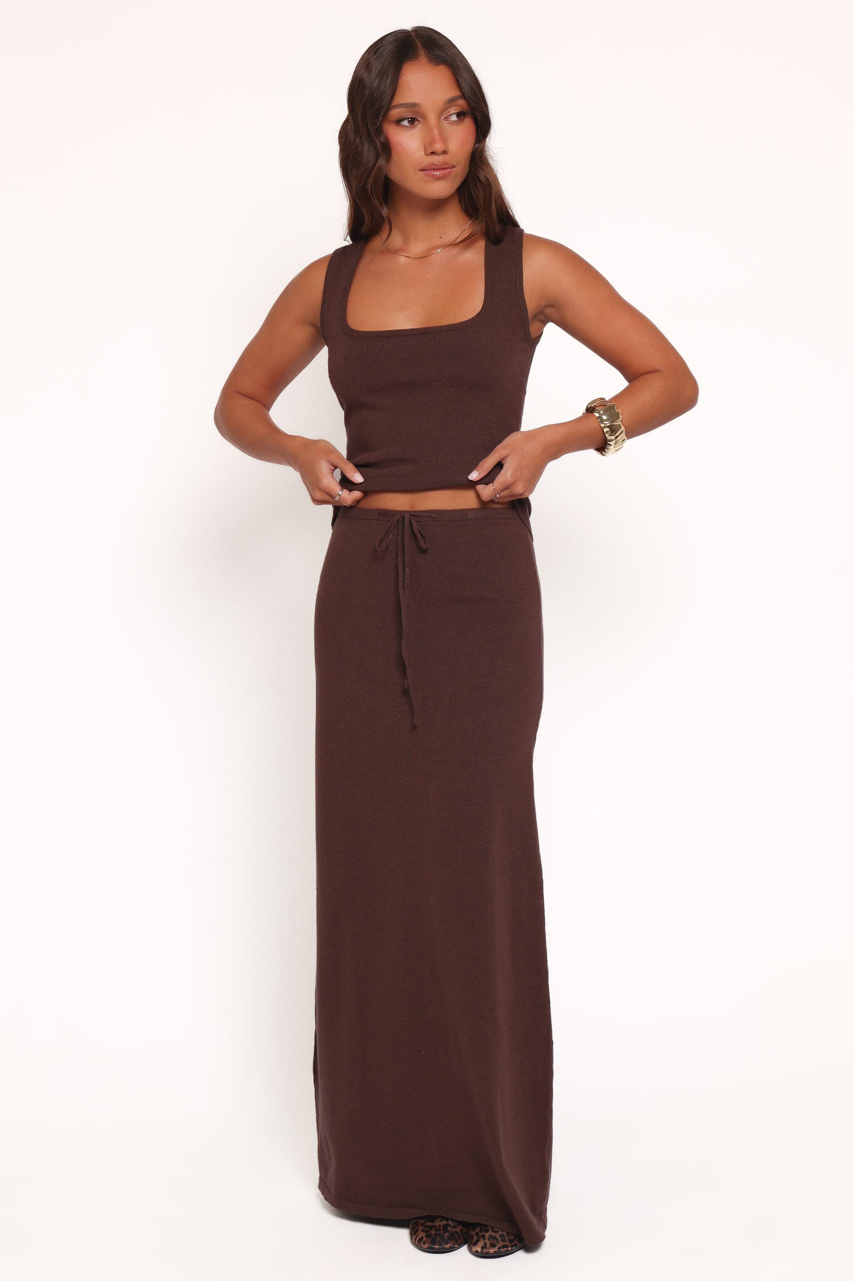 Beatrice Knitted Skirt - Chocolate - Image 5