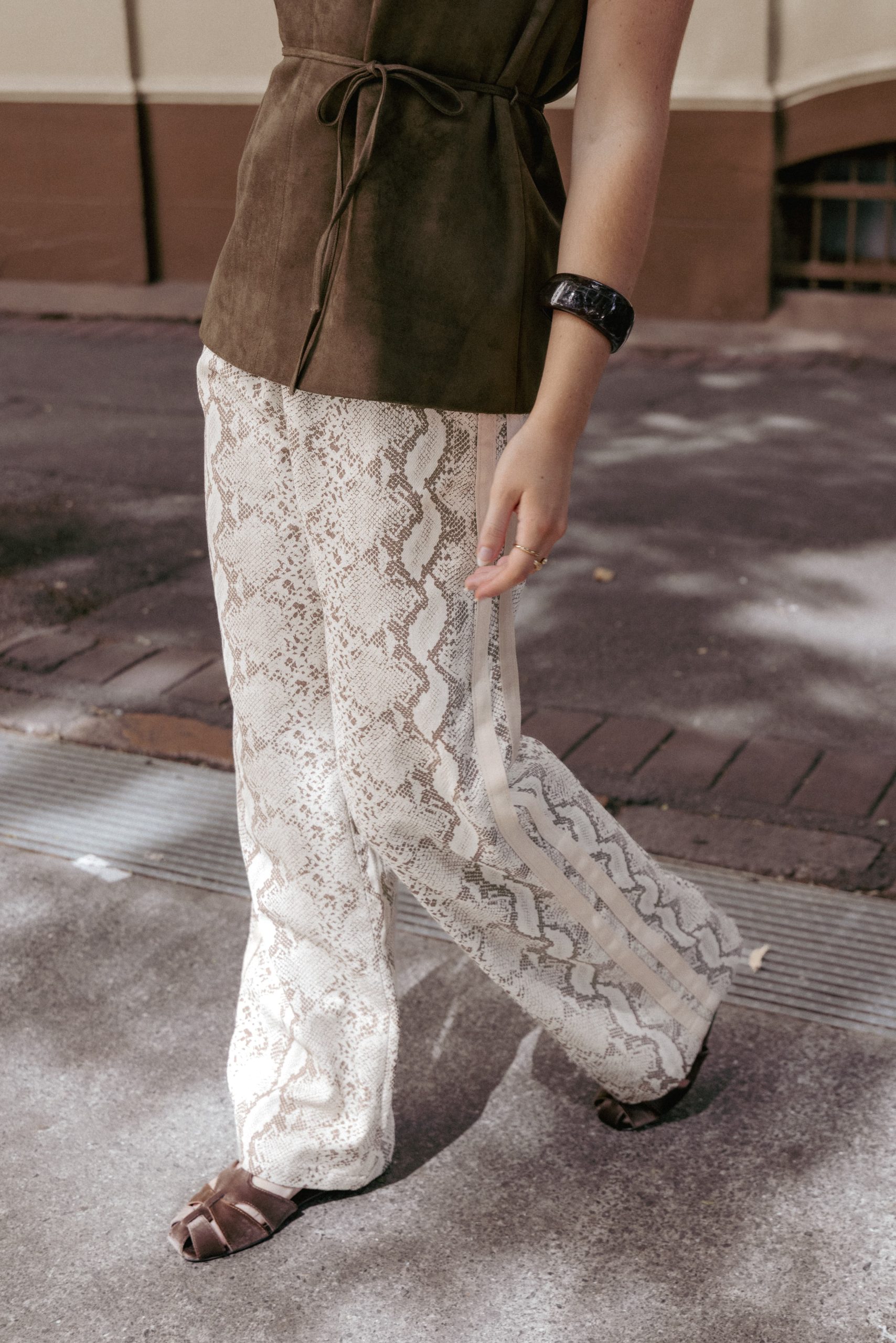 Fletcher Denim Racer Pants - Snake Print