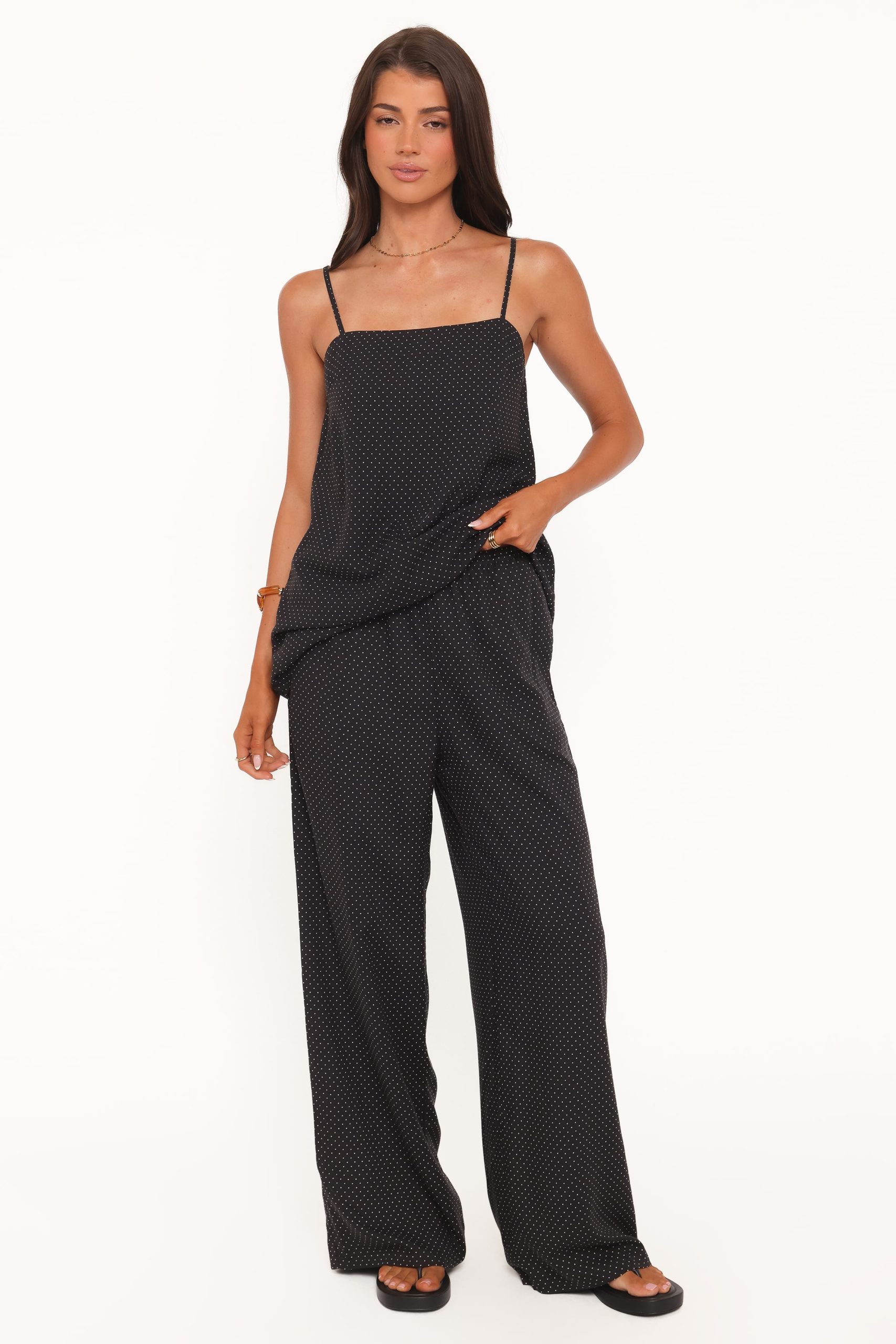 Lexi Elastic Waist Pant - Black Polkadot - Image 2
