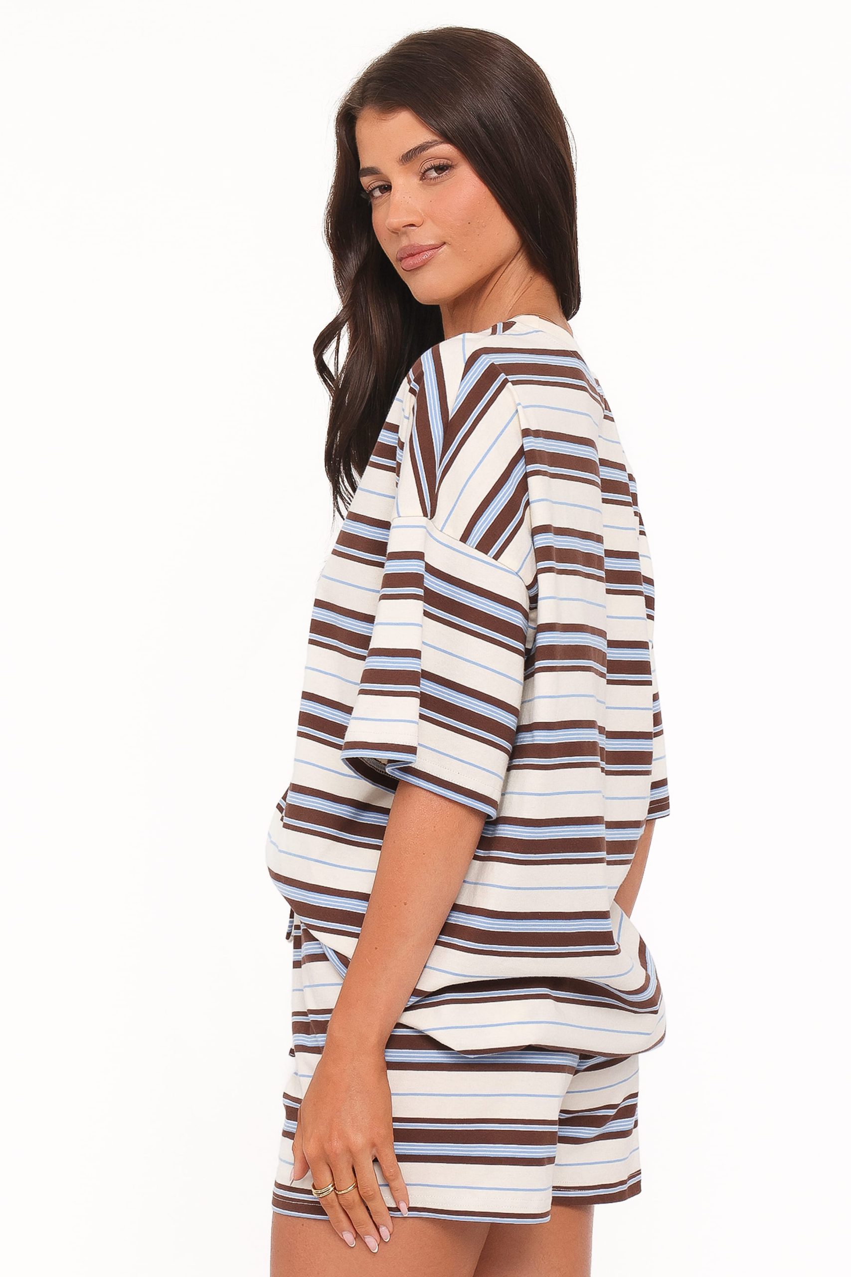 Hellen Stripe Short Set - Brown Multi Stripe - Image 4