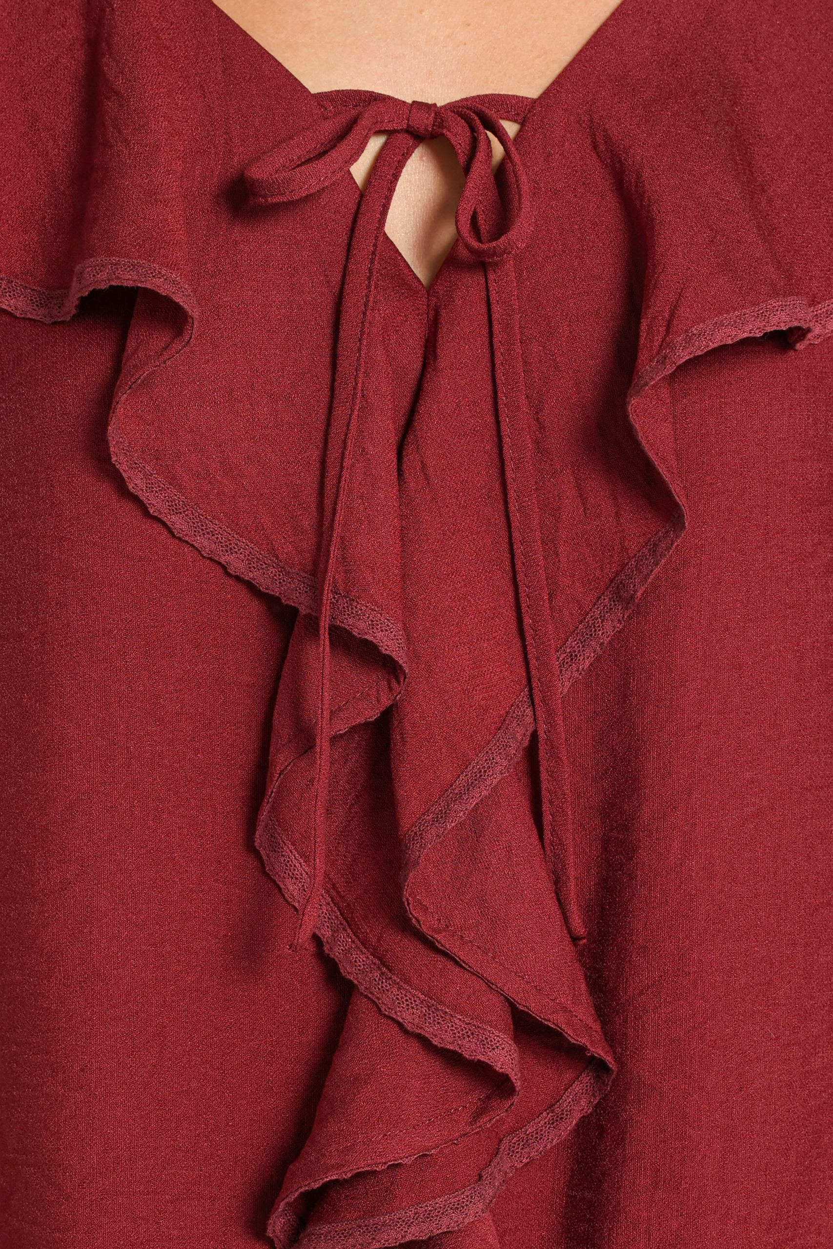 Delores Ruffle Top - Wine - Image 7